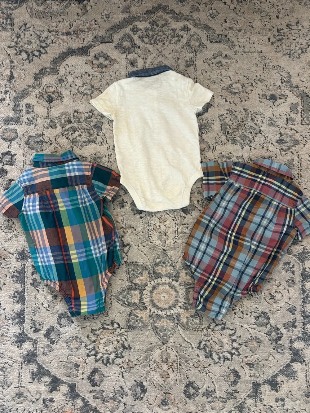 Baby GAP Plaid Collared Onesies in Green & Blue Tones